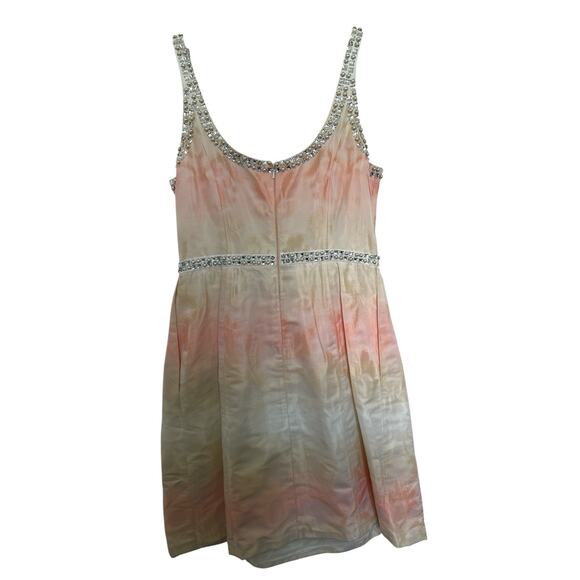 Carmen Marc Valvo Pearl Embellished Peach Ombre Cocktail Dress Sz 6 - Picture 3 of 14